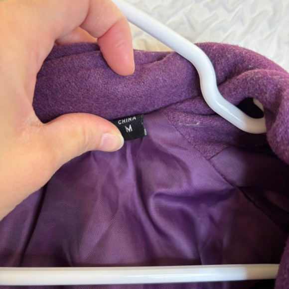 Guess Women's Purple Wool Peacoat Snap Button Embroidered Size M - Picture 4 of 13